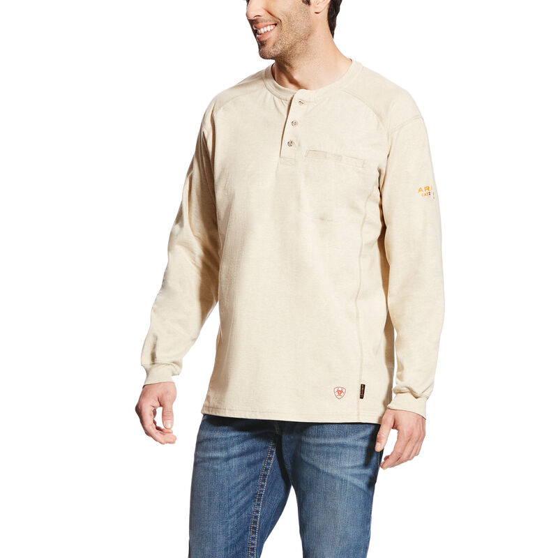 Camisas Ariat Fr Air Henley Creme Hombre - Chile 325-ZCPSRJ